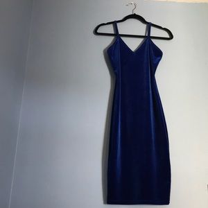 Blue velvet midi dress